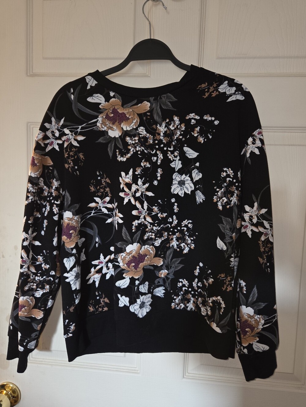 Women's Emery Rose Black Floral Long Sleeve Top Size XL